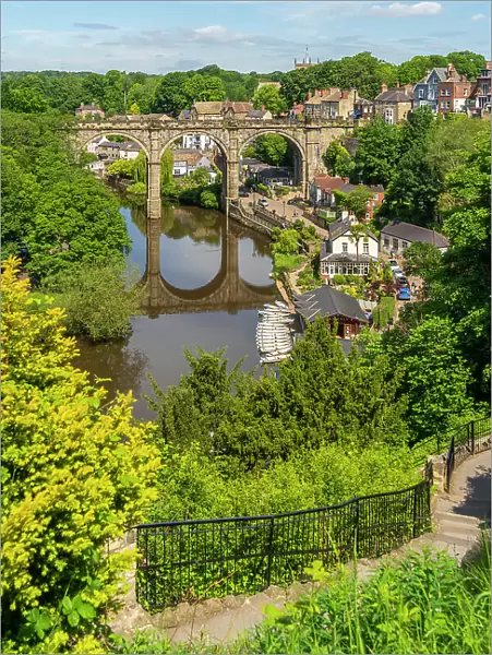 View of Knaresborough viaduct and the River Nidd from path leading to the Castle