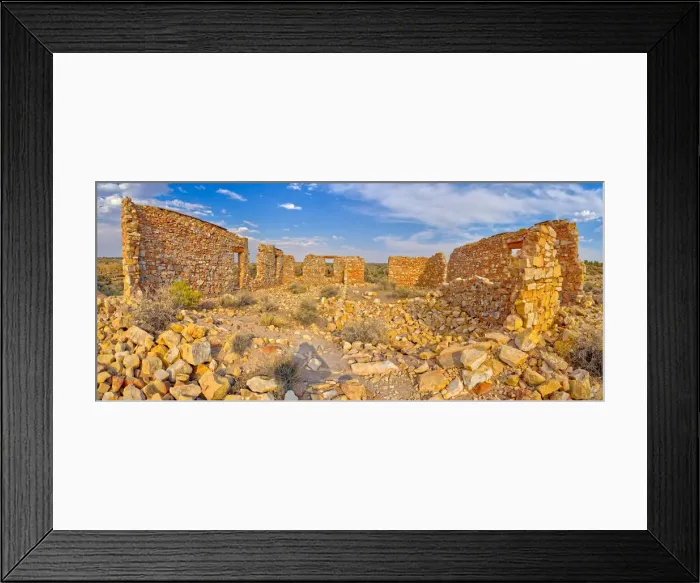 Framed Print : The crumbling stone walls of a derelict building in the ghost town of Two Guns, Arizona Framed Print : The crumbling stone walls of a derelict building in the ghost town of Two Guns, Arizona