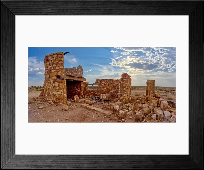 Framed Print : The ghostly remains of an old stone tower in the ghost town of Two Guns, Arizona Framed Print : The ghostly remains of an old stone tower in the ghost town of Two Guns, Arizona