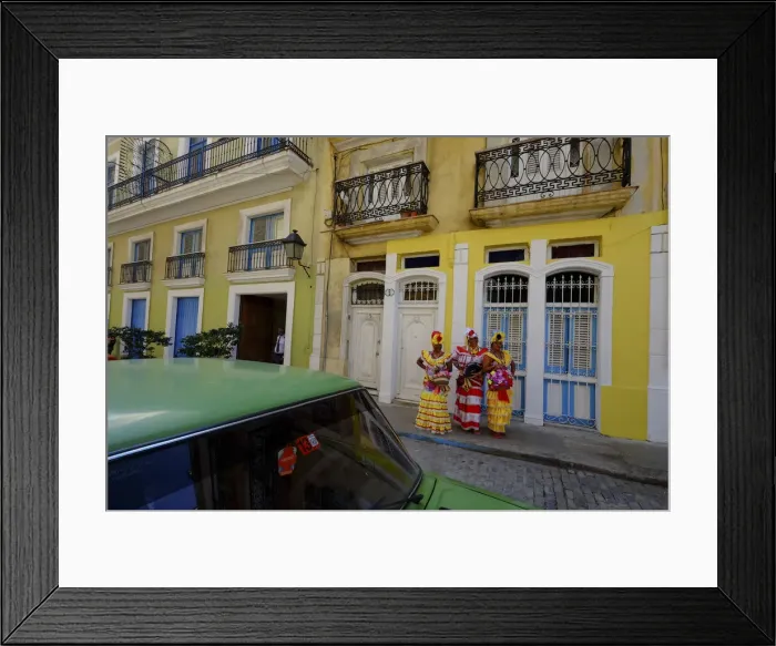 Framed Print : Three colorful ladies in traditional dress, Old Havana, Cuba, West Indies Framed Print : Three colorful ladies in traditional dress, Old Havana, Cuba, West Indies