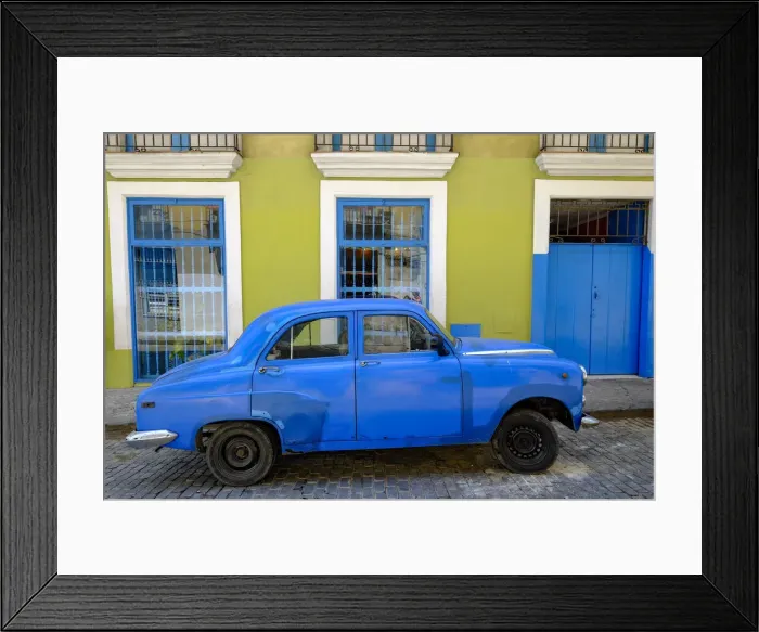 Framed Print : Old car parked in front of a colorful building, Old Havana, Cuba, West Indies Framed Print : Old car parked in front of a colorful building, Old Havana, Cuba, West Indies