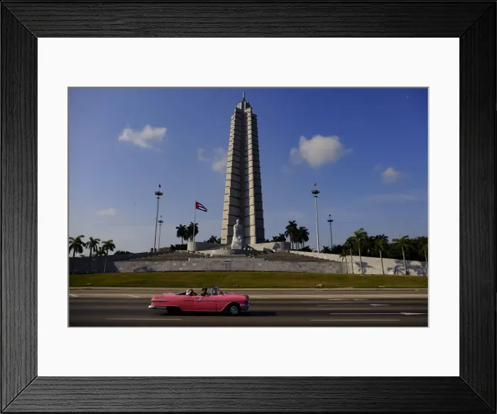 Framed Print : Antique car drives by Jose Marti Monument in Plaza de la Revolucion (Revolution Square) Framed Print : Antique car drives by Jose Marti Monument in Plaza de la Revolucion (Revolution Square)