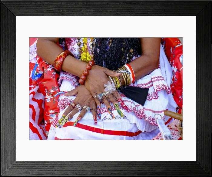 Framed Print : Colorful nails on the crossed hands of a lady in traditional dress, Old Havana, Cuba Framed Print : Colorful nails on the crossed hands of a lady in traditional dress, Old Havana, Cuba