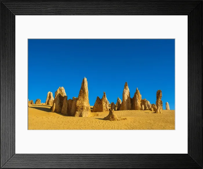 Framed Print : Pinnacles, rare limestone formations, dated around 30000 years old, Nambung National Park Framed Print : Pinnacles, rare limestone formations, dated around 30000 years old, Nambung National Park