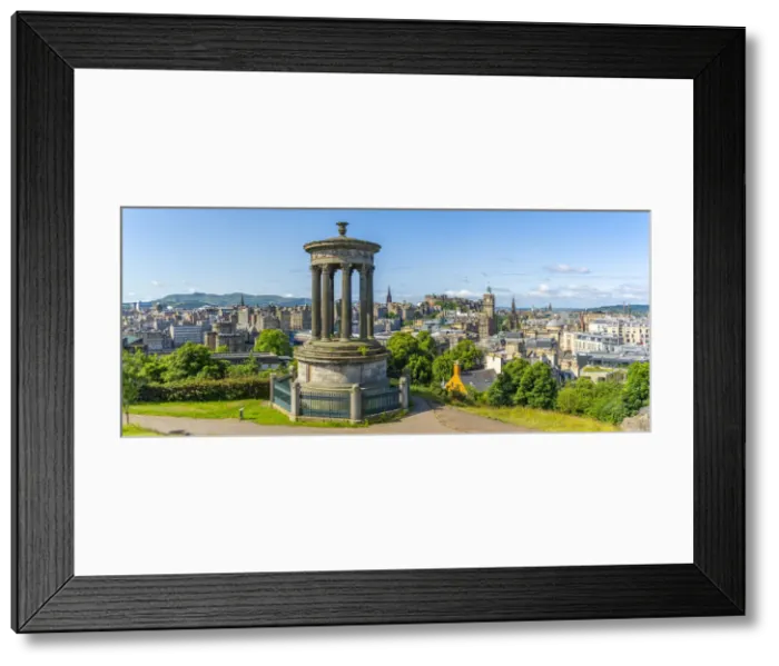 Framed Print : View of city centre skyline and Dugald Stewart Monument, Edinburgh, Scotland