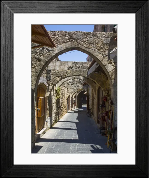 Framed Print : Street with Earthquake Supports, Rhodes Old Town, UNESCO World Heritage Site, Rhodes Framed Print : Street with Earthquake Supports, Rhodes Old Town, UNESCO World Heritage Site, Rhodes