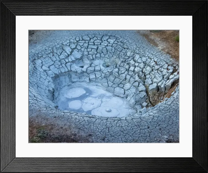 Framed Print : Geothermal mud pots located just outside the town of Husvik on the northern coast of Framed Print : Geothermal mud pots located just outside the town of Husvik on the northern coast of