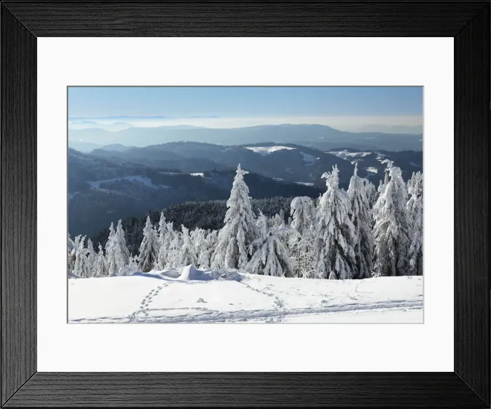 Framed Print : View from Hornisgrinde mountain in winter, Black Forest, Baden Wurttemberg, Germany Framed Print : View from Hornisgrinde mountain in winter, Black Forest, Baden Wurttemberg, Germany