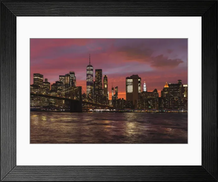 Framed Print : Skyline of Downtown Manhattan with One World Trade Center and Brooklyn Bridge Framed Print : Skyline of Downtown Manhattan with One World Trade Center and Brooklyn Bridge