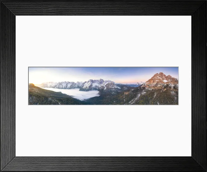 Framed Print : Sunrise over Lake Misurina covered by clouds, Monte Cristallo Framed Print : Sunrise over Lake Misurina covered by clouds, Monte Cristallo