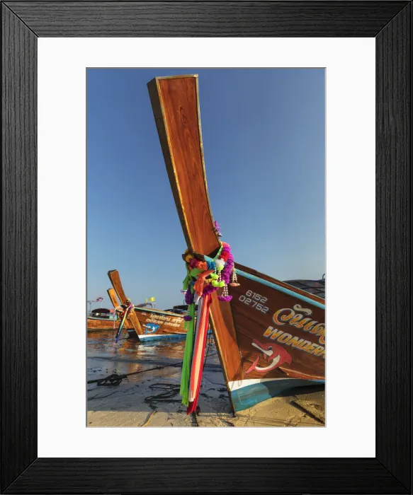 Framed Print : Longtail boats on Ao Ton Sai beach, Ko Phi Phi Don, Krabi, Thailand, Southeast Asia, Asia