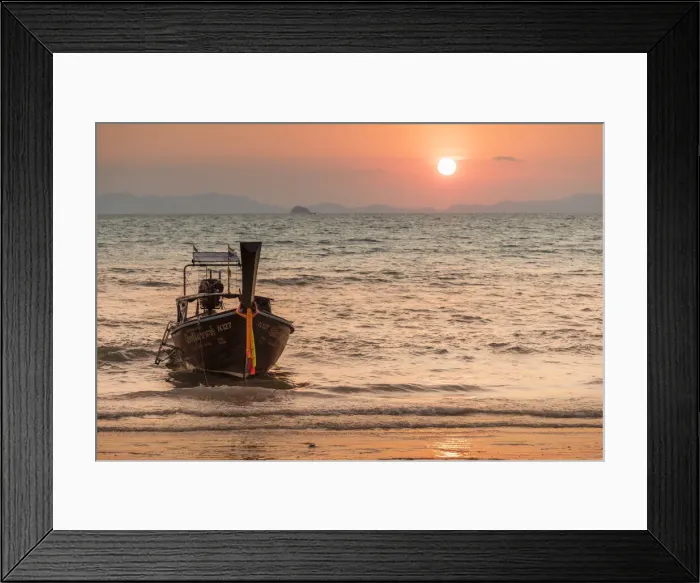 Framed Print : Longtail boat at West Rai Leh Beach, Railay Peninsula, Krabi Province, Thailand Framed Print : Longtail boat at West Rai Leh Beach, Railay Peninsula, Krabi Province, Thailand
