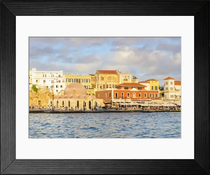 Framed Print : Tourists enjoying sunset at the old Venetian port of Chania, Crete, Greek Islands, Greece Framed Print : Tourists enjoying sunset at the old Venetian port of Chania, Crete, Greek Islands, Greece