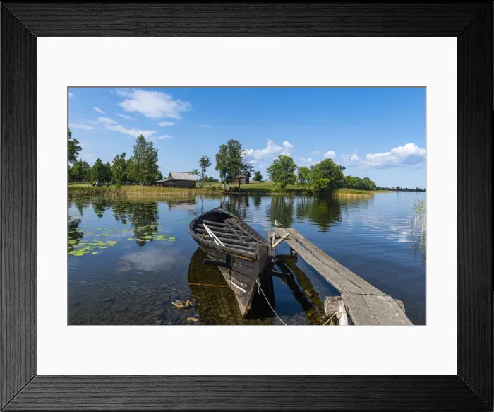 Framed Print : Reflecting waters in a little bay, Kizhi Island, Karelia, Russia, Europe Framed Print : Reflecting waters in a little bay, Kizhi Island, Karelia, Russia, Europe