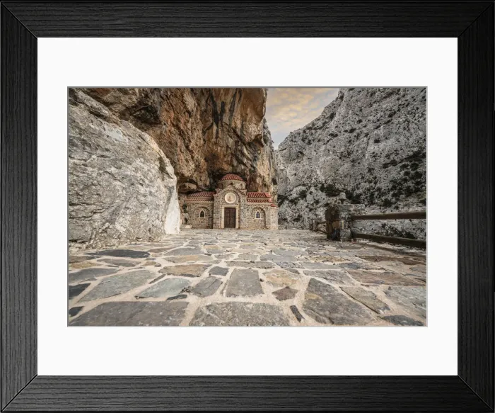 Framed Print : Orthodox chapel Agios Nikolaos nestled in rocks in Kotsifou canyon, Crete island Framed Print : Orthodox chapel Agios Nikolaos nestled in rocks in Kotsifou canyon, Crete island