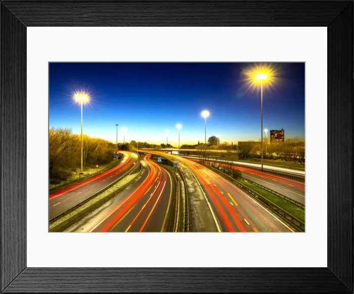 Framed Print : M8 motorway trail lights, Glasgow, Scotland, United Kingdom, Europe Framed Print : M8 motorway trail lights, Glasgow, Scotland, United Kingdom, Europe