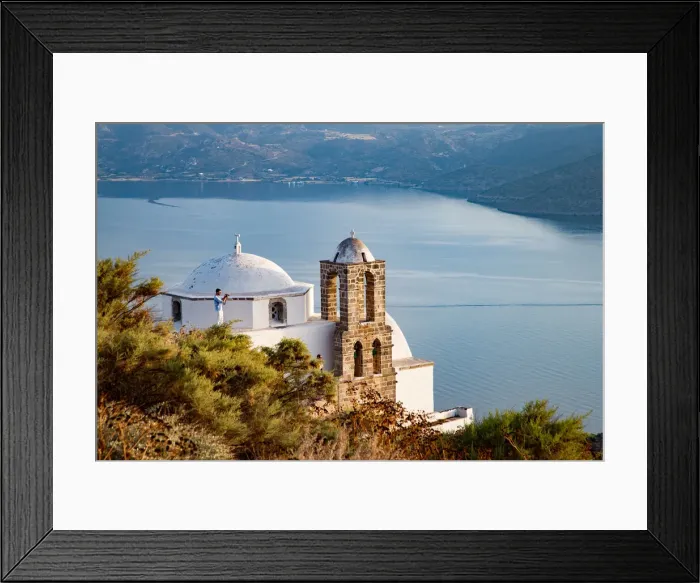 Framed Print : Domed church Pangia Thalassitra, church on Milos with a view over the sea at sunset Framed Print : Domed church Pangia Thalassitra, church on Milos with a view over the sea at sunset