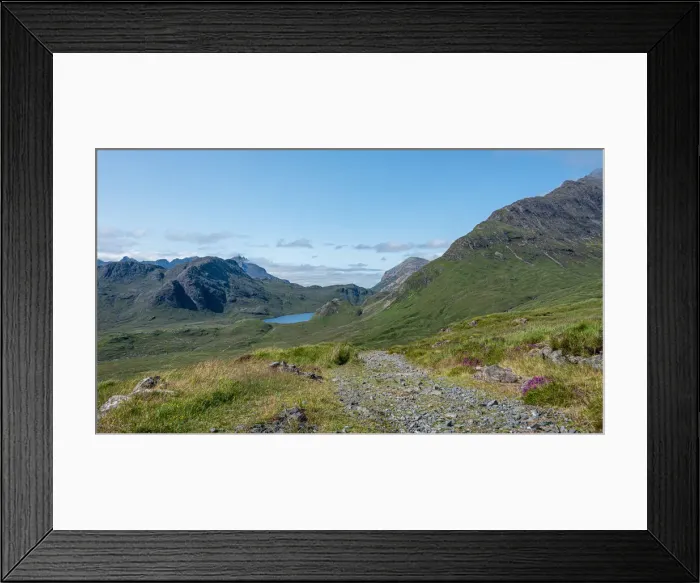 Framed Print : The rough road from Kilmarie to Camasunary with the towering pinnacles of Sgurr nan Framed Print : The rough road from Kilmarie to Camasunary with the towering pinnacles of Sgurr nan