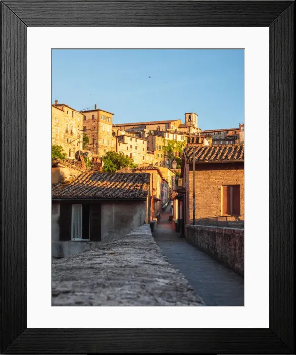 Framed Print : The Roman aqueduct of Perugia at sunset, one of the main attractions of the old town Framed Print : The Roman aqueduct of Perugia at sunset, one of the main attractions of the old town