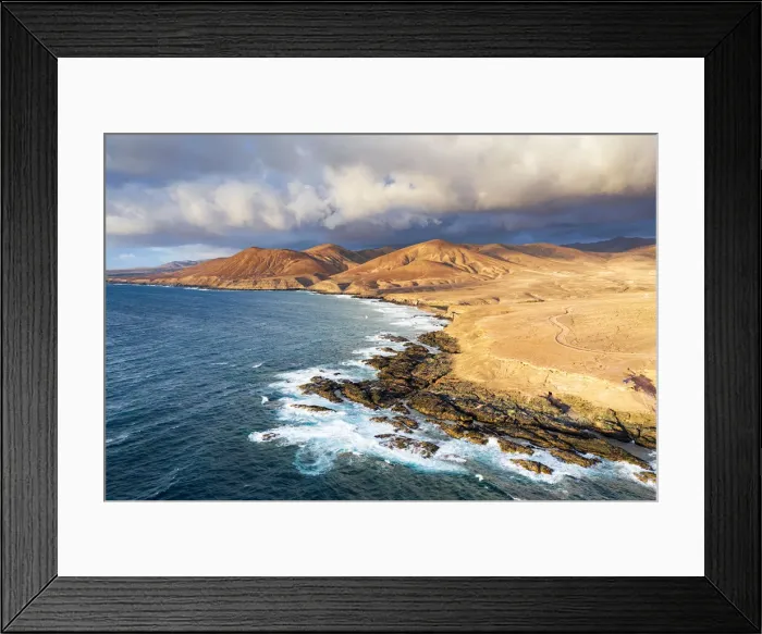 Framed Print : Dirt road crossing the desert down to Playa de la Solapa beach, Atlantic Ocean, Pajara Framed Print : Dirt road crossing the desert down to Playa de la Solapa beach, Atlantic Ocean, Pajara