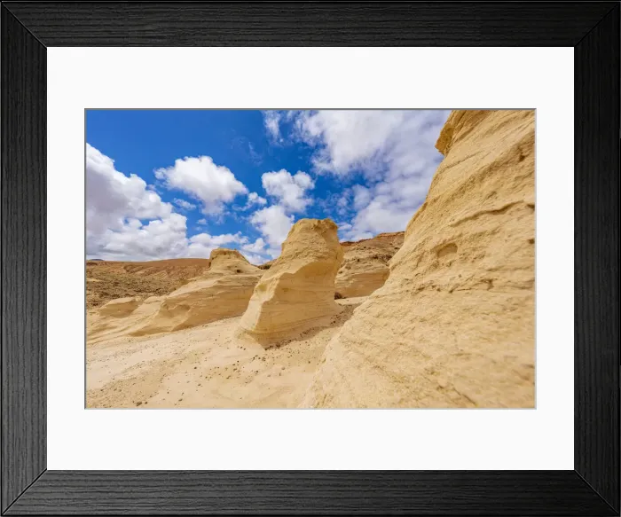 Framed Print : Sandstone rock formation and canyons at Barranco de los Encantados