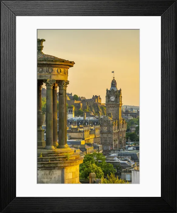 Framed Print : View of Edinburgh Castle, Balmoral Hotel and Dugald Stewart monument from Calton Hill Framed Print : View of Edinburgh Castle, Balmoral Hotel and Dugald Stewart monument from Calton Hill