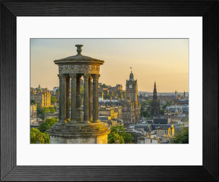 Framed Print : View of Edinburgh Castle, Balmoral Hotel and Dugald Stewart monument from Calton Hill Framed Print : View of Edinburgh Castle, Balmoral Hotel and Dugald Stewart monument from Calton Hill