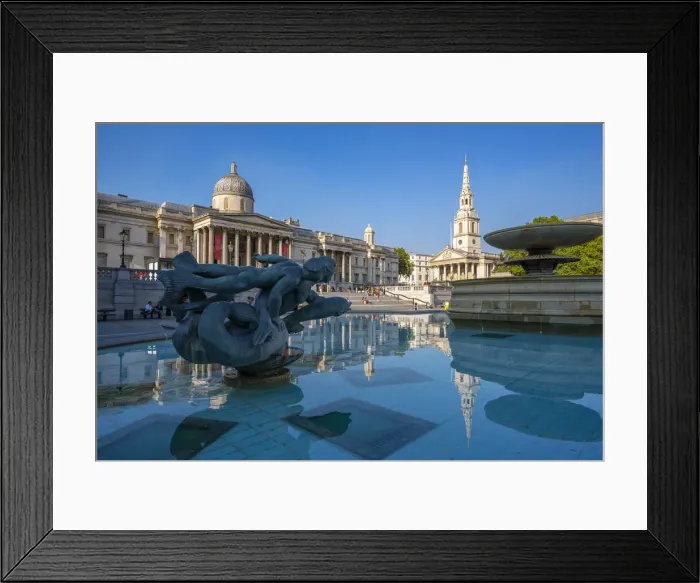 Framed Print : View of The National Gallery and fountains in Trafalgar Square, Westminster, London