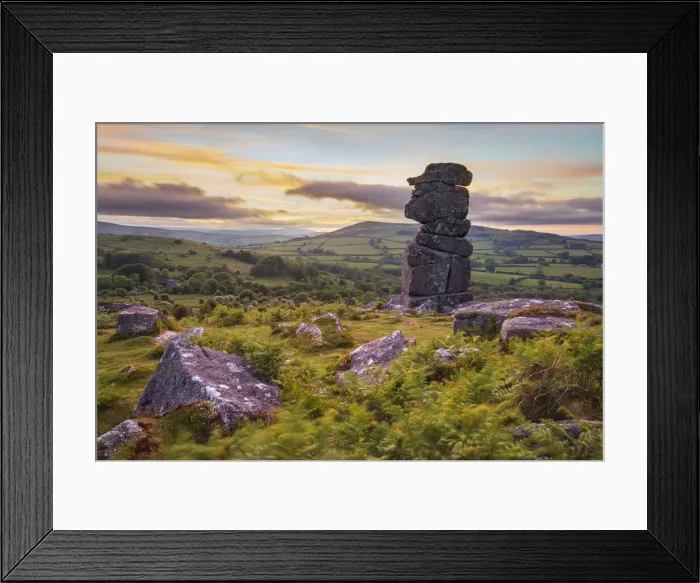Framed Print : Bowermans Nose rock formation at sunset, near Manaton, Dartmoor National Park, Devon Framed Print : Bowermans Nose rock formation at sunset, near Manaton, Dartmoor National Park, Devon