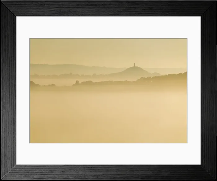 Framed Print : Glastonbury Tor and surrounding hills rising above early morning mist, Glastonbury Framed Print : Glastonbury Tor and surrounding hills rising above early morning mist, Glastonbury