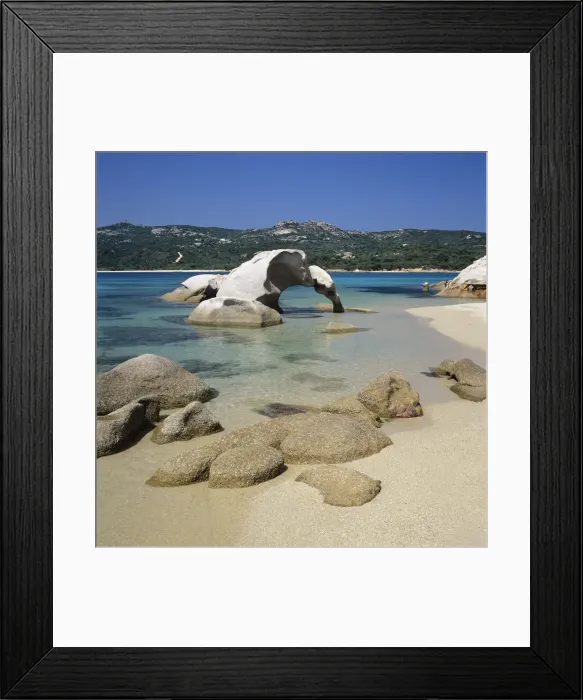 Framed Print : Spiaggia dell Elefante beach and the elephant rock, Cala di Volpe, Costa Smeralda Framed Print : Spiaggia dell Elefante beach and the elephant rock, Cala di Volpe, Costa Smeralda