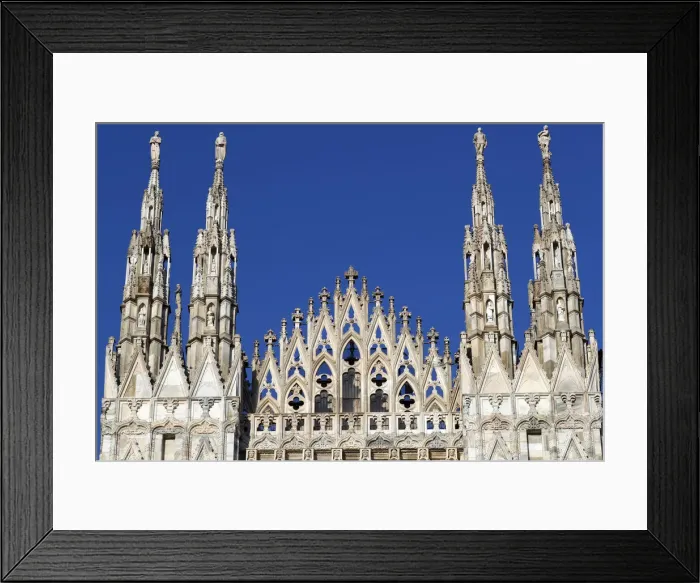 Framed Print : Milan Cathedral. The west facade of the Duomo. The Gothic style cathedral is dedicated to Framed Print : Milan Cathedral. The west facade of the Duomo. The Gothic style cathedral is dedicated to