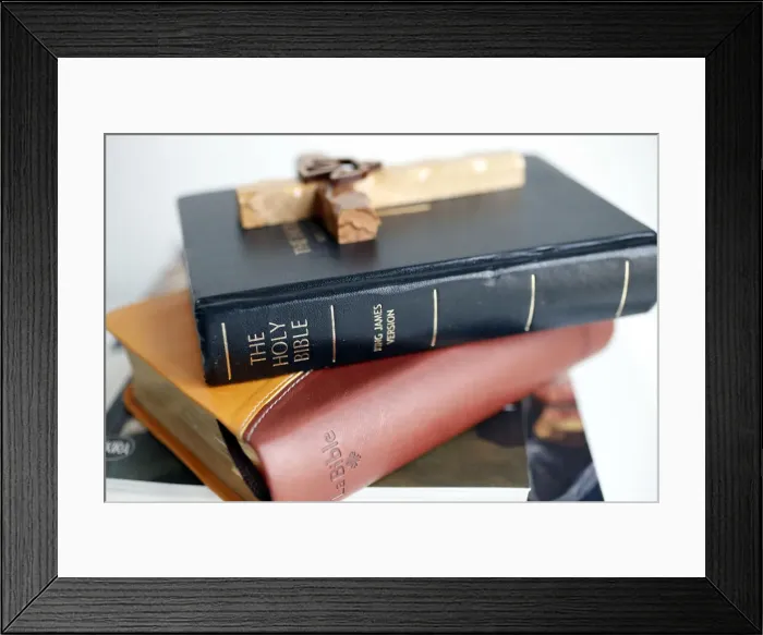 Framed Print : Holy Bibles with wooden cross, Italy, Europe