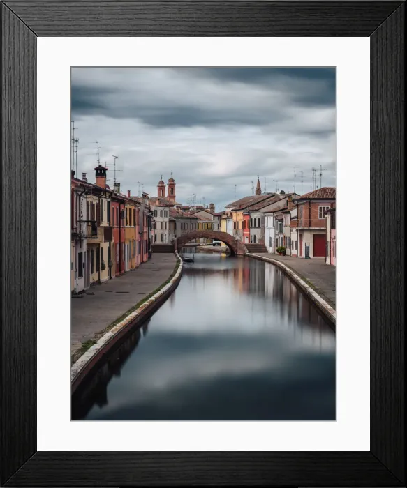Framed Print : One of the main canal streets in Comacchio, the Venice of the province of Ferrara Framed Print : One of the main canal streets in Comacchio, the Venice of the province of Ferrara