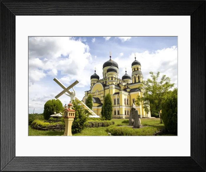 Framed Print : Hancu Monastery garden and church, Bursuc, Moldova, Europe Framed Print : Hancu Monastery garden and church, Bursuc, Moldova, Europe