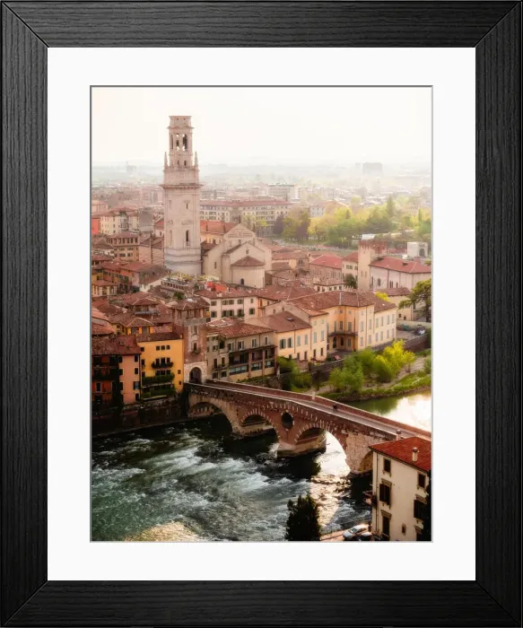 Framed Print : View of Ponte Pietra from Castel San Pietro, Verona, Veneto, Italy, Europe