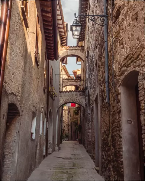 Typical alley in Old town Bevagna, Umbria, Italy, Europe
