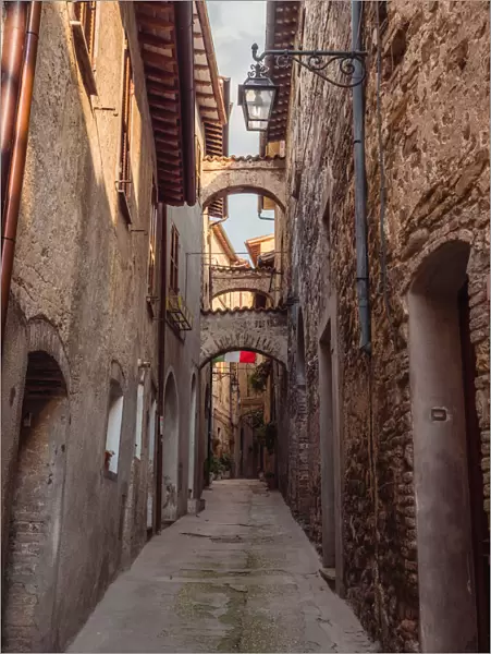 Typical alley in Old town Bevagna, Umbria, Italy, Europe