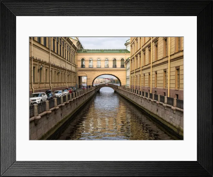 Framed Print : View towards Hermitage Bridge over Zimniaya Kanavka (Winter Canal), and Neva River beyond Framed Print : View towards Hermitage Bridge over Zimniaya Kanavka (Winter Canal), and Neva River beyond