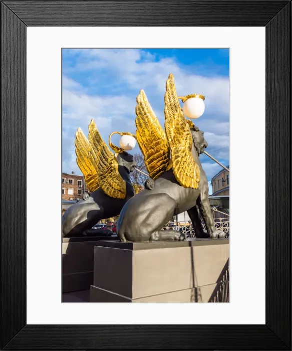 Framed Print : Golden-winged griffons of the Bank Bridge (Bankovsky most) Framed Print : Golden-winged griffons of the Bank Bridge (Bankovsky most)