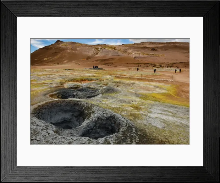 Framed Print : Solfataras and boiling mud pools, Namafjall, Krafla geothermal area, near Myvatn Framed Print : Solfataras and boiling mud pools, Namafjall, Krafla geothermal area, near Myvatn