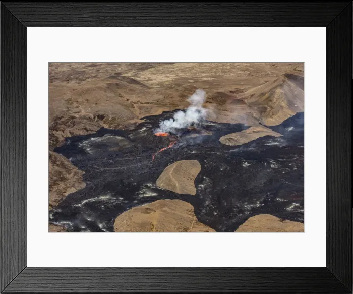 Framed Print : Fagradalsfjall volcano, eruption in July 2021, Reykjanes Peninsula, Iceland Framed Print : Fagradalsfjall volcano, eruption in July 2021, Reykjanes Peninsula, Iceland