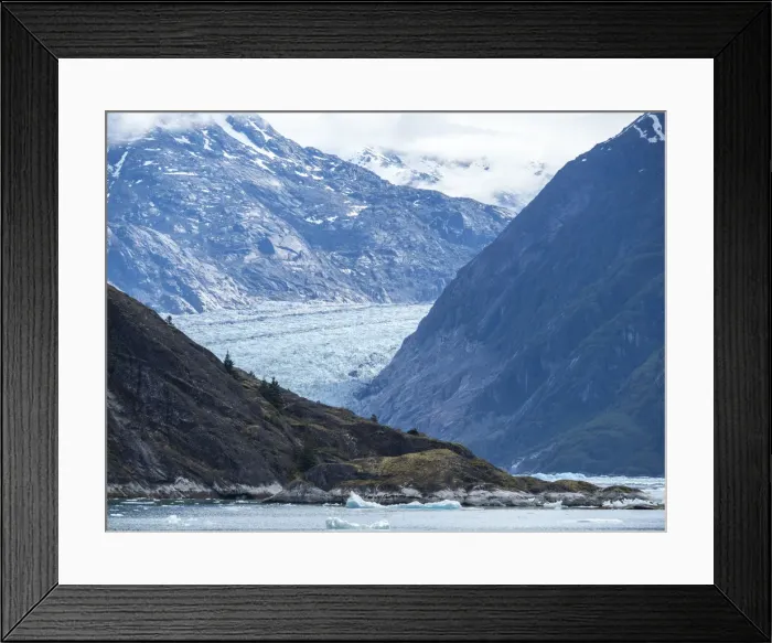 Framed Print : Retreating tidewater South Sawyer Glacier meets the rock, Tracy Arm, Southeast Alaska Framed Print : Retreating tidewater South Sawyer Glacier meets the rock, Tracy Arm, Southeast Alaska