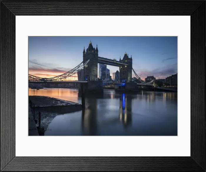 Framed Print : Tower Bridge at sunset reflected in the River Thames, London, England, United Kingdom