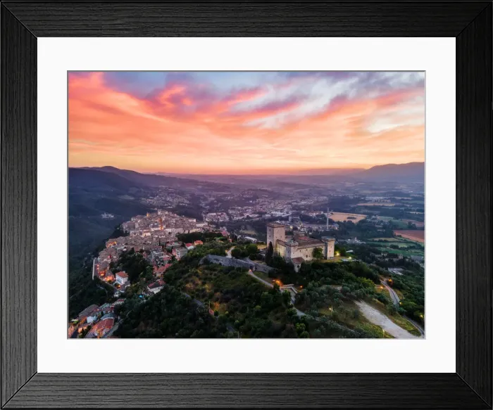 Framed Print : Cityscape of Narni at sunrise, with the fortress at the front and the old town beyond Framed Print : Cityscape of Narni at sunrise, with the fortress at the front and the old town beyond