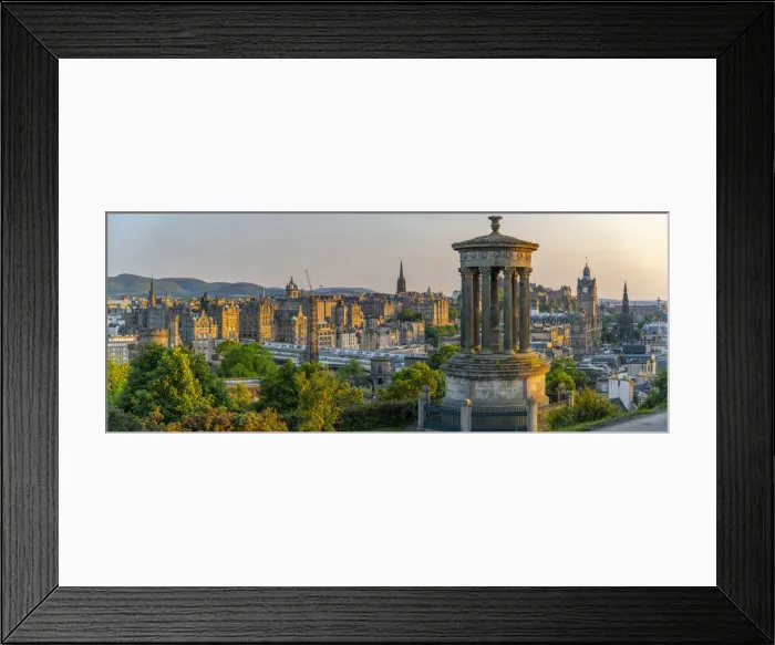 Framed Print : The Dugald Stewart monument on Calton Hill, Edinburgh city skyline in the background Framed Print : The Dugald Stewart monument on Calton Hill, Edinburgh city skyline in the background