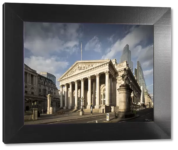 The Royal Exchange with Bank of England on left, City of London, London, England