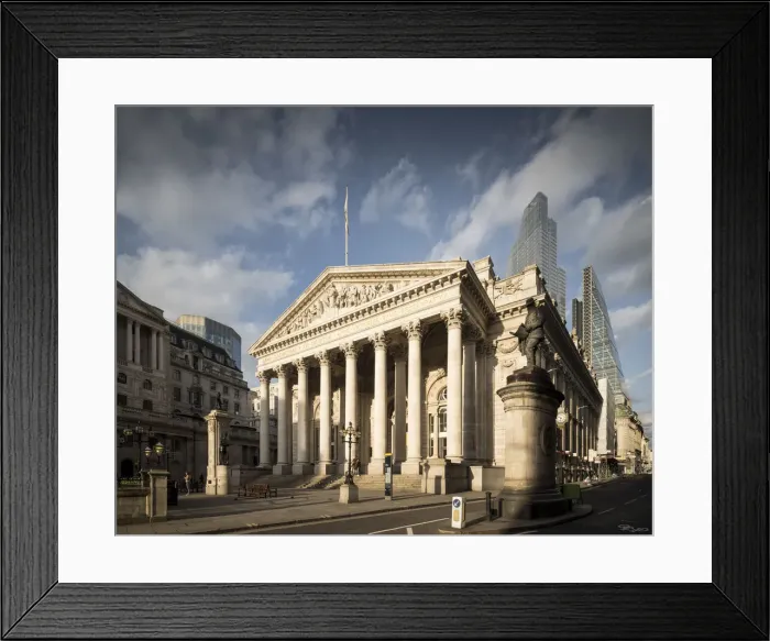 Framed Print : The Royal Exchange with Bank of England on left, City of London, London, England Framed Print : The Royal Exchange with Bank of England on left, City of London, London, England