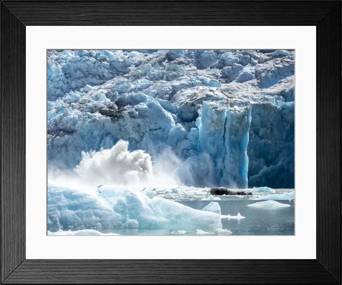 Framed Print : The face of glacier calving off on the South Sawyer Glacier, Tracy Arm, Southeast Alaska Framed Print : The face of glacier calving off on the South Sawyer Glacier, Tracy Arm, Southeast Alaska