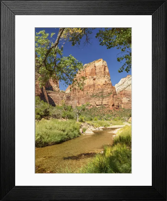 Framed Print : Virgin River und Angels Landing, Zion National Park, Colorado Plateau, Utah Framed Print : Virgin River und Angels Landing, Zion National Park, Colorado Plateau, Utah